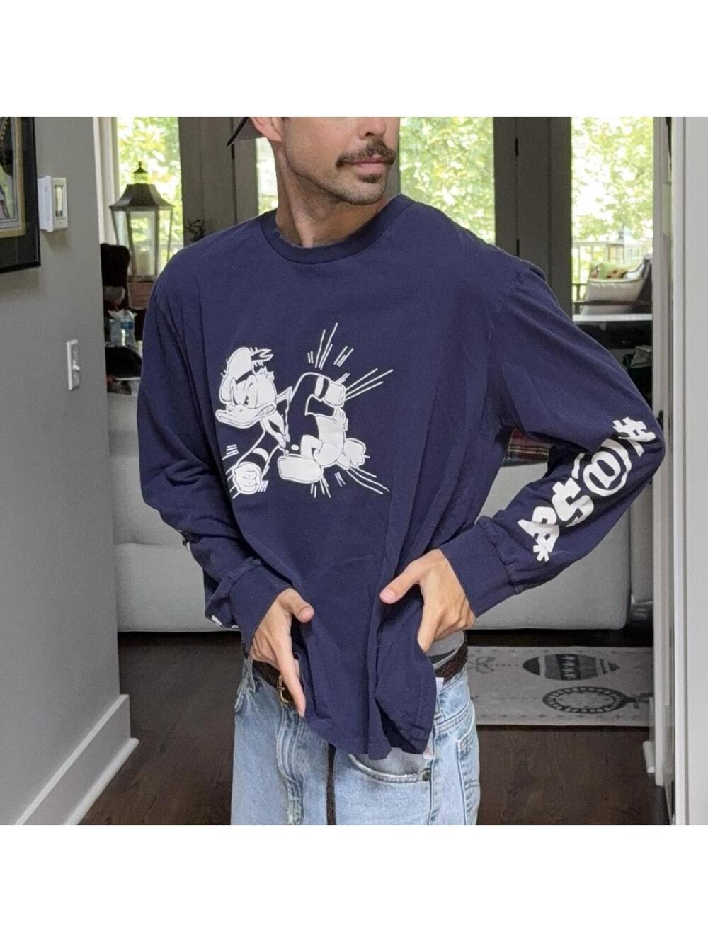 🦆 Disney Donald Duck Graphic Sleeve Long Sleeve Tee 2XL